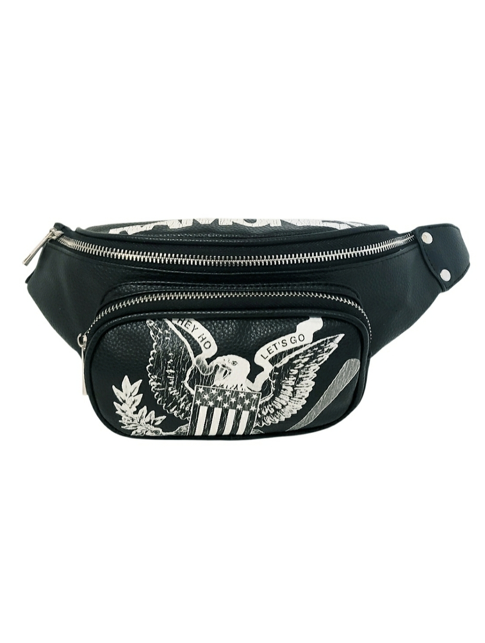 RARE Ramones Fanny Pack Belt Bag Faux Leather Black and White NWOT